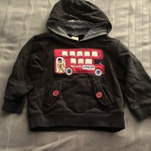 Gymboree Black Hoodie with Red London Bus Design